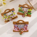 Easter multi-layer beaded bracelet set with bunny charms and spring themed letter beads - Easter Bracelet Collection / Multicolor