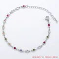 Detail of 4mm colorful cubic zirconia tennis bracelet with 185mm plus 50mm extension chain - Bracelet / Platinum / Multicolor Zirconia