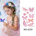 Waterproof butterfly and flower temporary tattoos in pink and purple for kids - Butterfly WS-A259