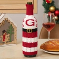 Christmas wine bottle cover with red and white stripes and knitted letter G design - Letter G