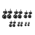 Lot de 6 paires de puces d'oreilles boules en acier inoxydable noir brillant variés - Noir (3-8mm)