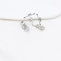 Silver clip-on earring converter with 6mm clear zircon and 22mm length metal base - Type 7 White Zirconia Triangle Clip White Gold