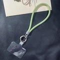 Sparkling light green phone lanyard strap with silver metal ring and clear PVC gasket - Short Rhinestone Mesh Rope - Green (K3538)