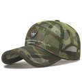 Casquette de baseball camouflage vert armée avec filet respirant et écusson - Camouflage