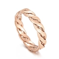 Anello a treccia minimalista in acciaio inossidabile con finitura oro rosa lucido - US 5 / Stile A (KR104723-KFC) / Oro rosa