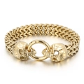 Gothic gold skull chain bracelet for men with woven link design and spring ring closure - 19cm / Gold