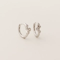 Coppia di orecchini a cerchio in argento S925 con pietre di zircone trasparente - Argento 925 / Oro Bianco