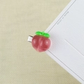 Fermaglio per capelli a pesca rosa in resina con foglia verde e clip a becco d'argento - Pesca / 1 Pezzo (Sfuso)