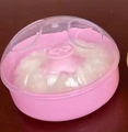 Scatola porta piumino rosa per neonati con spugna di peluche bianca e coperchio chiaro - Confezione in cartoncino / Rosa