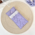 Quilted lavender heart storage pouch with lace trim and cute pink heart button - Purple