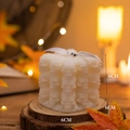 White stack of skulls cube candle with Best Wishes ribbon for Halloween decor - Skull Cube / White