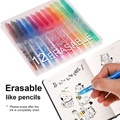 12-pack erasable color gel pens in clear case with drawing demonstration on paper - Capped 12-Color Set