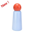 Gourde 350ml en acier inoxydable bleu clair avec un bouchon sphérique orange unique - Orange & Bleu Ciel