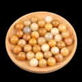 Mix of 12mm semi-drilled agate and crystal beads for jewelry making on a wood tray - 12mm Yellow Jade Semi Drilled Bead