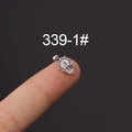 Silver stainless steel ear bone stud with zircon flower design and ball screw back - Silver White Zircon Style (HSPJ339-1#)