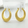 Detail shot of golden U-shaped earrings featuring a luxury snake skin scale texture - Scale Snake Texture Style (XL1464-61)