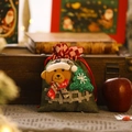 Weihnachts-Geschenkbeutel aus Jute mit 3D-Plüschbär und grünem Paillettenbaum-Dekor - Bär Grüne Kordelzugtasche