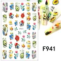 Nail stickers set with colorful avocado and tropical fruit patterns model F941 - F941 (Avocado Plant)