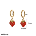 Orecchini a cerchio fragola in acciaio inossidabile placcato oro 18K con misure - Orecchini a Cerchio Fragola (TE60364)