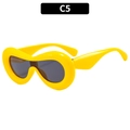Y2K style chunky yellow frame sunglasses with dark lenses for fashion accessories - Yellow Frame Grey Lens