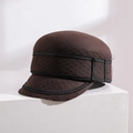 Elegant brown wool felt newsboy cap with black mesh veil detail for autumn and winter - Adjustable / Coffee