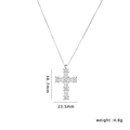 Polished silver cross pendant necklace with clear zircons and cross texture on white background - X-Texture Silver Cross (A1605)