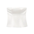 Elegant white strapless satin tube top with a minimalist glossy finish for women - XS / White