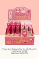 Strawberry Bear 10-color ballpoint pen set with 0.7mm tip in pink decorative barrel - Strawberry Bear Style (7247) / Ten-Color Refill