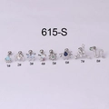 Set de pendientes de acero inoxidable con circonitas azules y blancas - Estilo Triángulo (1#) / Plateado