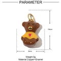 Macro detail of brown enamel bear pendant with Copper material and size dimensions - Brown Heart Bear (3Pcs)