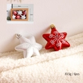 Set de 6 adornos navideños en forma de estrella roja y blanca con motivos de nieve - Colgantes de Copo de Nieve Rojos y Blancos (6 piezas)