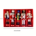 5-piece glitter wooden nutcracker soldier set in red display gift box for home decor - Saxophone (5PCS Set)