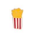 Detailed macro shot of creative French Fries enamel pin with gold plating and vibrant colors - French Fries