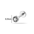 Intern schroefdraad roestvrijstalen zilveren labret met 0,35 cm zirkonia topje. - Kralen Textuur Enkele Zirconia Stijl (2630-4#) / Zilver
