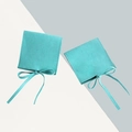 Premium cyan microfiber jewelry pouch with bow tie closure for rings and earrings - Ribbon Style / 7*7cm / Light Cyan