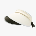 Visiera parasole donna anti-UV con tesa larga color bianco crema e cinturino regolabile - Regolabile / Beige
