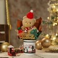 Christmas teddy bear plush toy in gift box with mini tree and Merry Christmas topper - Style 7