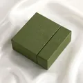 Minimalist square jewelry gift box in dark green textured leather finish - 9*9*3.5cm(With Sponge) / Grass Green