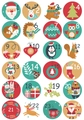 Lot de 24 étiquettes de Noël numérotées autocollantes pour calendrier de l'avent festif - Numéros d'Animaux B