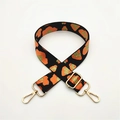 Adjustable leopard print bag strap with gold threads and metallic swivel hooks - Silver Clasp / Orange