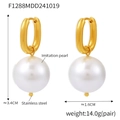 U-förmige Edelstahl-Ohrringe mit Perlenanhängern in Gold-Finish für Damen - Perlenimitat-Ohrringe / Gold