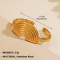 Golden stainless steel rainbow heart ring with adjustable band and parallel curved lines - Rainbow Ripple 571 / Gold