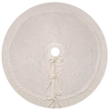 Ivory white knitted Christmas tree skirt with cable knit patterns and bow ties - 36 Inch / Diameter 92cm / Milky White