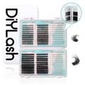Detail view of DIY lash extension kit with upper and lower lashes from 5mm to 18mm - DIY-JMS026 White Box Fluffy Style