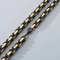 Byzantine chain necklace featuring interlocking black and gold stainless steel links - Black Gold