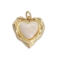 French style 18K gold heart pendant with white marble texture for DIY jewelry - White Shell Texture Wavy Heart Pendant (Style 9)