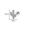 Silver G23 titanium cactus flat back stud piercing with textured finish and 0.81cm height - Cactus Style (T2559-6) / Silver