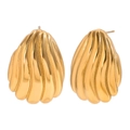 Ohrstecker aus 18K vergoldetem Edelstahl mit strukturiertem Vintage-Streifenmuster - Gestreifte Melonenkern Ohrstecker / Gold
