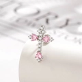 Piercing de cartilage en forme de croix avec zircons roses en cœur et détails scintillants - Pièce Unique / Rose (A364-3#)