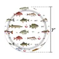 Plato de papel desechable de 7 pulgadas con motivos de peces para fiestas de pesca - Platos de Pesca Estampados Pequeños